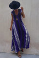 Women's Printed A-Line Maxi Dress, Round Neck, Short Sleeves