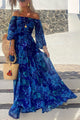 Edeline | Women's Floral Maxi Dress, Off-Shoulder, Three-Quarter Sleeves