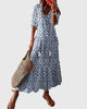 Everild | Women's Ikat Midi Dress, V-Neck, Three-Quarter Sleeves