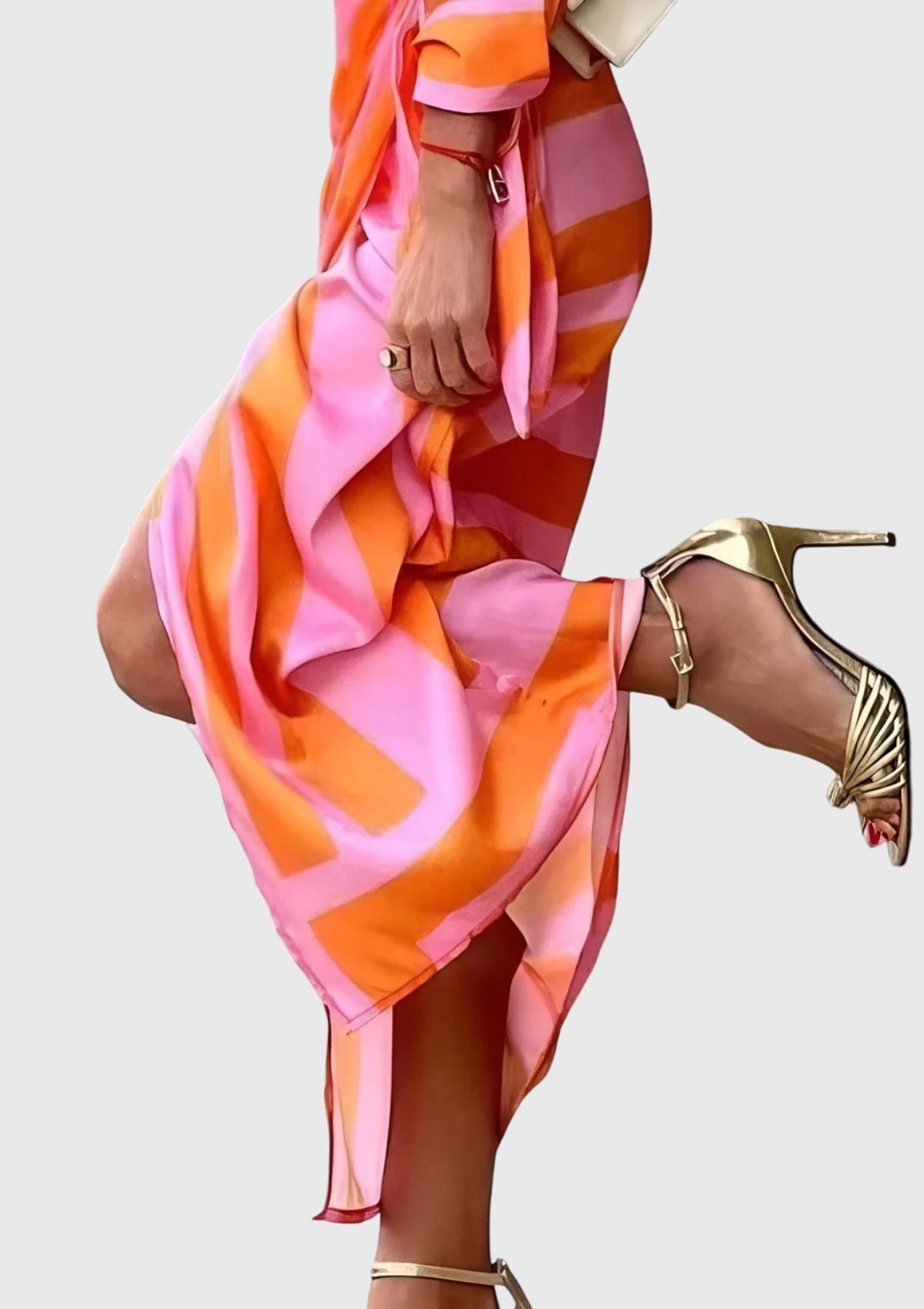 Hedwig | Women's Printed Wrap Midi Dress, Collared, Short Sleeves