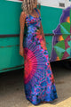 Women's Lace Printed Maxi Dress, Round Neck, Sleeveless
