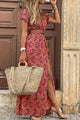 Women's Bohemian Maxi Dress, Round Neck, Sleeveless