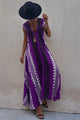 Women's Printed A-Line Maxi Dress, Round Neck, Short Sleeves
