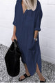 Women's Shirt Midi Dress, Collared, Long Sleeves, Side Slit