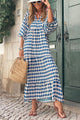 Women's Floral Tiered Midi Dress, Round Neck, Puff Sleeves