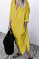 Women's Shirt Midi Dress, Collared, Long Sleeves, Side Slit