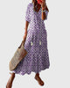 Everild | Women's Ikat Midi Dress, V-Neck, Three-Quarter Sleeves