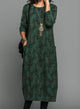Women's Floral Relaxed Midi Dress, Round Neck, Short Sleeves, Pockets