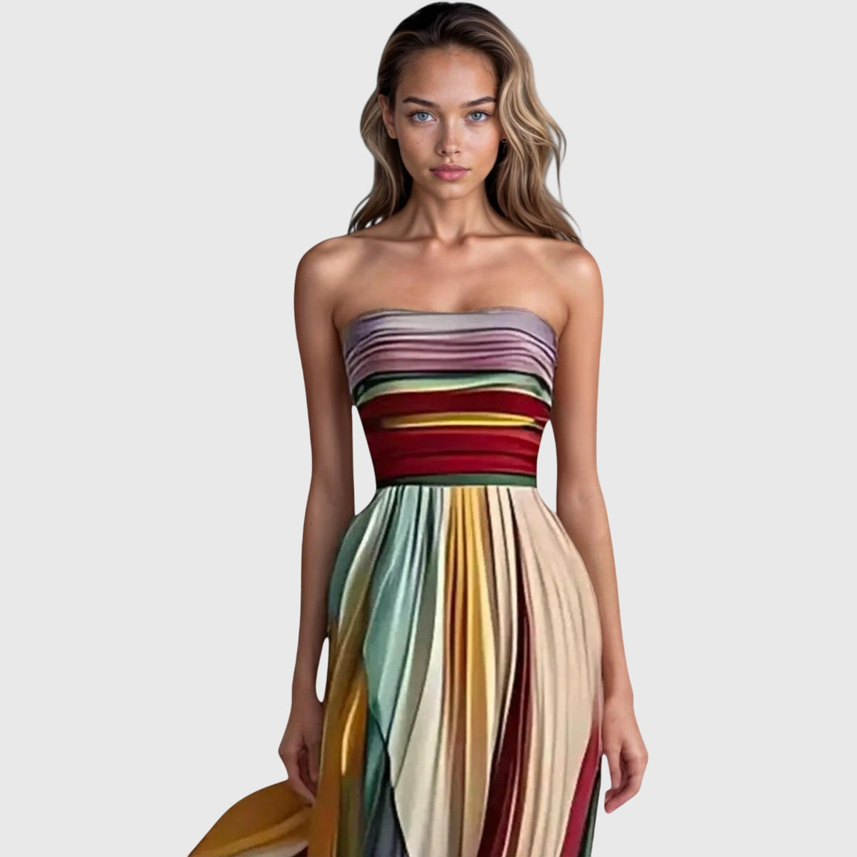 Maribel | Women's Relaxed Maxi Dress, Round Neck, Short Sleeves