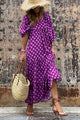 Women's Floral Tiered Midi Dress, Round Neck, Puff Sleeves