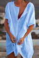 Women's Shirt Midi Dress, Collared, Short Sleeves