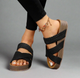 Women's open-toe wedge sandals with braided and cross-over straps