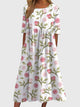 Gisela | Women's Embroidered Relaxed Midi Dress, Round Neck, Short Sleeves