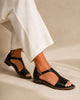 Ysabeau | Women's T-Bar Sandals, Low Block Heel, Buckle Strap