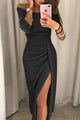 Mariel | Women's Wrap Midi Dress, Off-Shoulder, Short Sleeves