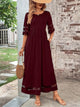 Ardith | Women's A-Line Midi Dress, Round Neck, Three-Quarter Sleeves