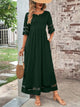 Ardith | Women's A-Line Midi Dress, Round Neck, Three-Quarter Sleeves
