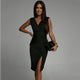 Liesel | Women's Midi Dress, V-Neck, Short Sleeves, Side Slit