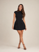 Women's High-Neck Mini Dress, Cap Sleeves, Side Pockets