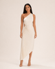 Women's One-Shoulder Maxi Dress, Side Cut-Out, Pleated Skirt