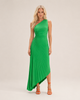Women's One-Shoulder Maxi Dress, Side Cut-Out, Pleated Skirt