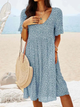 Elettra floral a-line midi dress, round neck, flutter sleeves