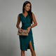 Liesel | Women's Midi Dress, V-Neck, Short Sleeves, Side Slit
