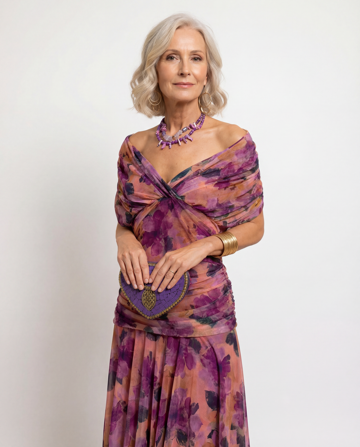 Euphemia | Women's Midi Dress, Round Neck, Short Sleeves