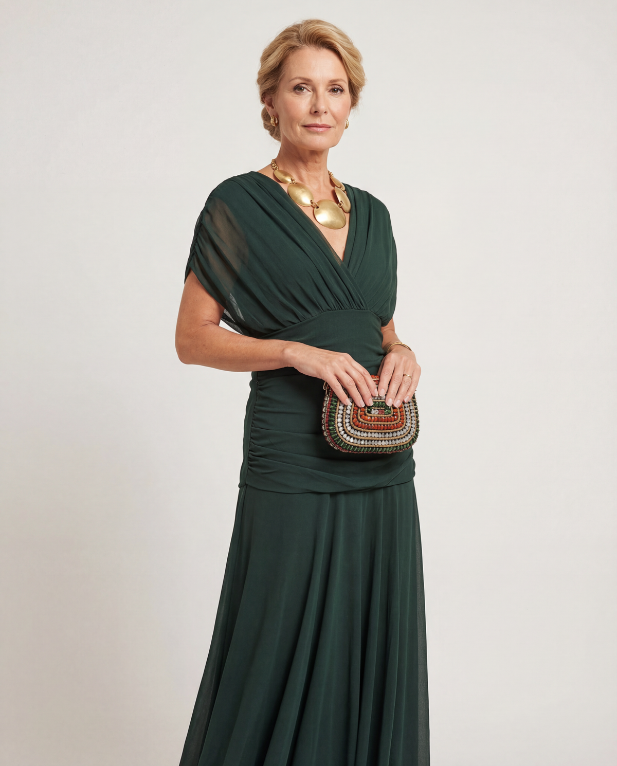 Euphemia | Women's Midi Dress, Round Neck, Short Sleeves