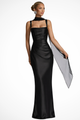 Cosima | Women's Ruched Maxi Dress, Square Neck, Short Sleeves