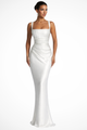 Cosima | Women's Ruched Maxi Dress, Square Neck, Short Sleeves