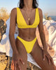Hermeline | Women's Push-Up Bikini Set, Plunge Neck, High-Cut Leg