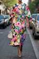 Damaris | Women's Cocktail Floral Midi Dress, Round Neck, Short Sleeves