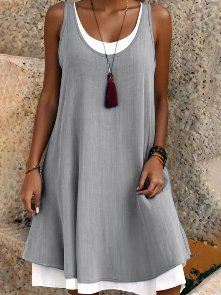 Federica a-line midi dress, scoop neck, sleeveless