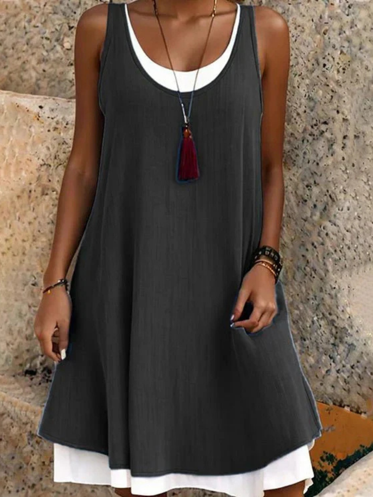 Federica a-line midi dress, scoop neck, sleeveless