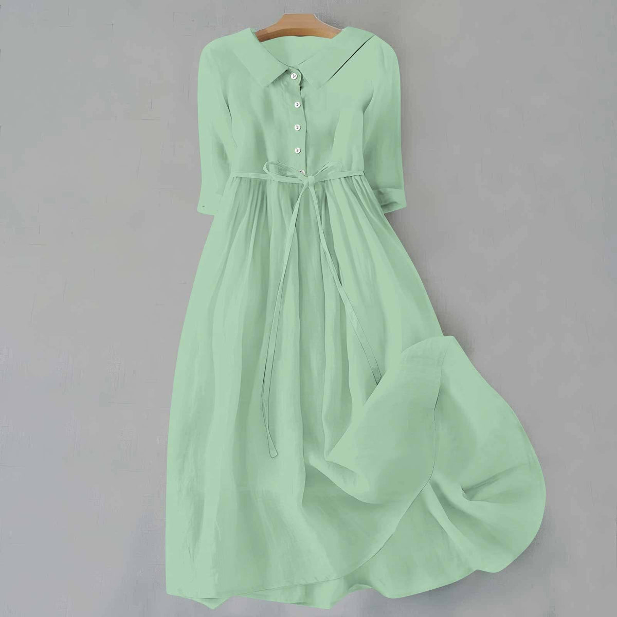 Jemima | Women's Shirt Midi Dress, Collared, Short Sleeves