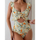 Estelline | Women's Printed One-Piece Swimsuit, Scoop Neck, Cut-Out Detail