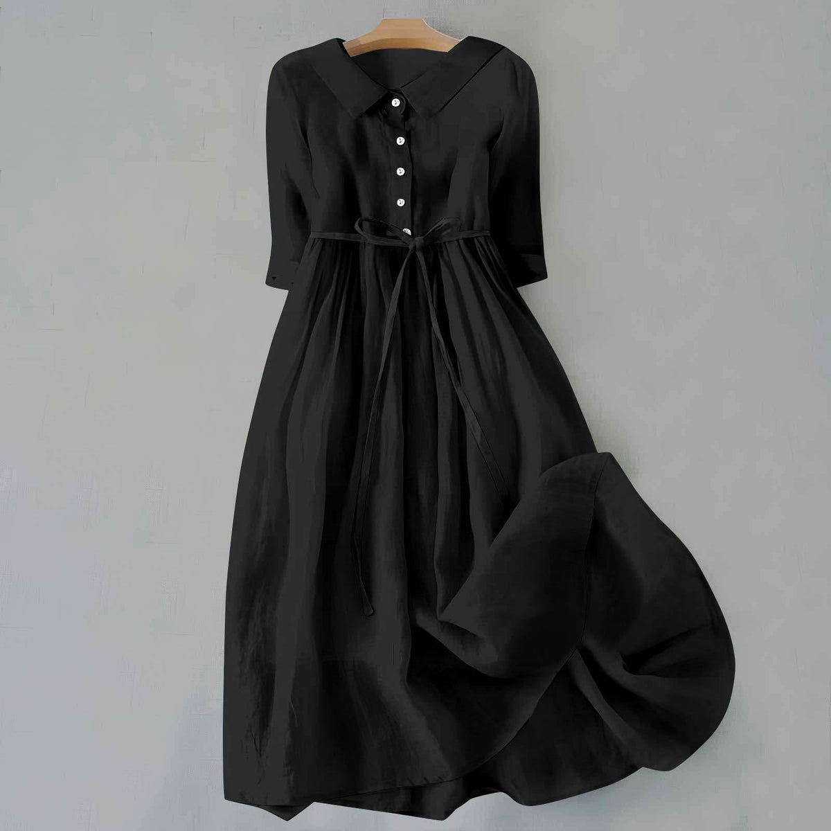 Jemima | Women's Shirt Midi Dress, Collared, Short Sleeves