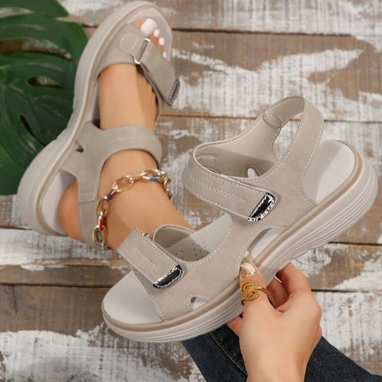 Women's open-toe sport sandals with adjustable straps and flat sole