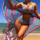 Elvire | Women's Printed Bikini Set, Halter Neck, High Waist