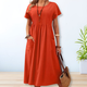 Enid | Women's Midi Dress, Round Neck, Short Sleeves, Pockets
