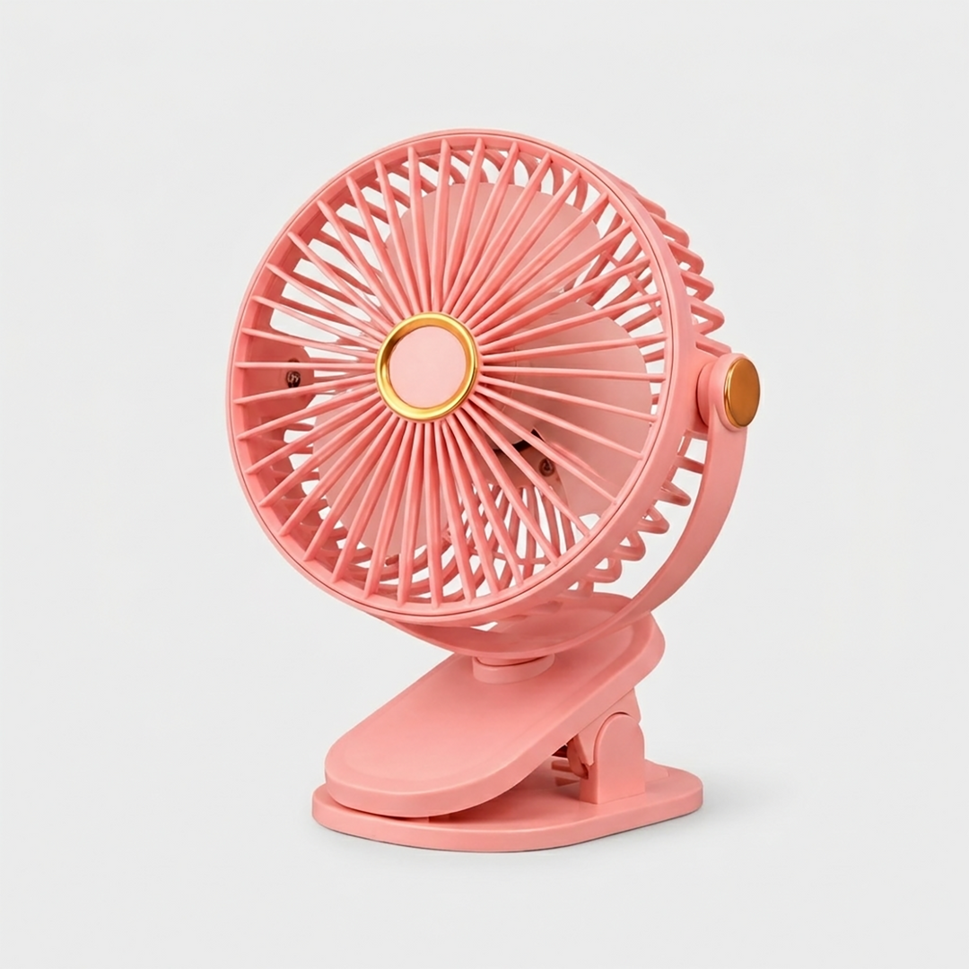 Breezo | Rechargeable Clip-On Fan, Adjustable Speeds, LED Light