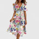 Estella | Women's Floral Mini Dress, V-Neck, Flutter Sleeves
