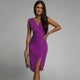 Liesel | Women's Midi Dress, V-Neck, Short Sleeves, Side Slit