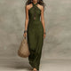 Women's sleeveless cross-over halter maxi dress