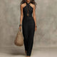 Women's sleeveless cross-over halter maxi dress