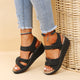 Women's buckle strap open-toe wedge sandals