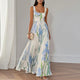Serilda | Women's Floral Maxi Dress, Round Neck, Short Sleeves
