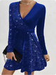 Esperanza sequin wrap mini dress with long sleeves