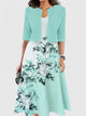 Primrose | Women's Two-Piece Tailored Midi Dress, Round Neck, Short Sleeves